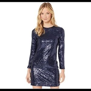 Long Sleeve Navy Vince Camuto Sequin Dress Size 6